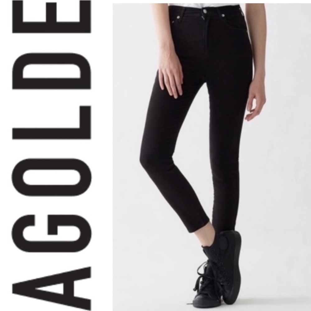 AGOLDE Black FEEL GOOD Skinny Jeans 34 Euc